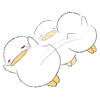 a drawing of two ducklings laying on top of each other on a white background .