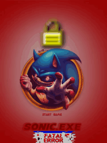 a poster for sonic exe fatal error shows a cartoon of sonic