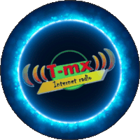 a logo for t-mx internet radio in a circle