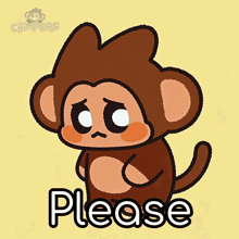 a cartoon of a monkey asking for a please