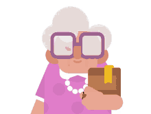 a cartoon illustration of an elderly woman holding a book that says how to kill a kid