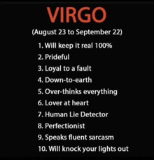 a list of virgo traits including prideful loyal to a fault and human lie detector