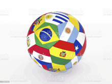 a soccer ball with the flags of south america on it royalty - free