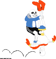 a drawing of sans and papyrus hanging upside down