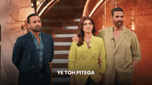 a group of people standing next to each other with ye toh pitega written on the bottom