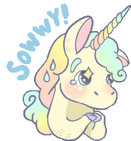 a drawing of a unicorn with the words sowwy written below it