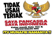 a poster that says ' tidak usah teriak ' and ' saya pancasila saya indonesia ' on it