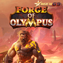 a poster for forge of olympus with a bearded warrior on it