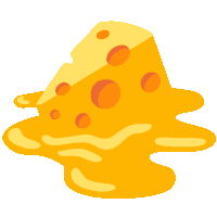 a cartoon drawing of a slice of cheese with melted cheese