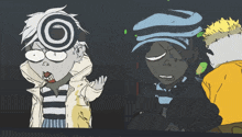 a cartoon character with a circle in his head