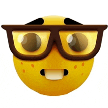 a yellow smiley face wearing glasses on a white background .