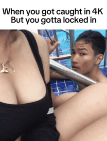 a picture of a man and a woman with the caption " when you got caught in 4k "