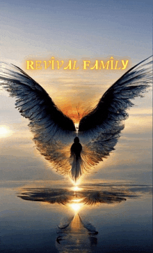 a poster for the revival family with a picture of a person with wings