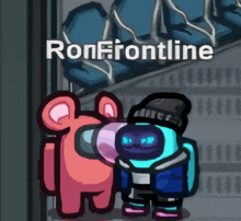 two among us characters are standing next to each other with the name ronfrontline written above them