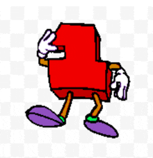 a cartoon drawing of a red letter l with hands and legs