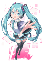 hatsune miku is a female anime character with long blue hair