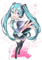 hatsune miku is a female anime character with long blue hair