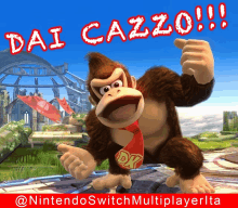 a picture of donkey kong with the words dai cazzo written above him