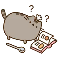 a cartoon cat wearing a chef 's hat is reading a cookbook