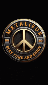 a peace sign with the words metallieur stay tune and enjoy