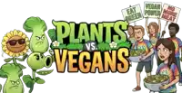 a group of people holding signs that say " plants vs vegans "