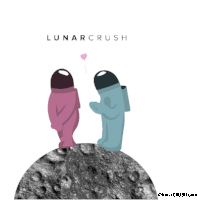 a couple of astronauts standing on top of a moon with the words lunar crush above them