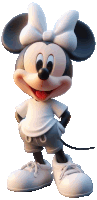 mickey mouse wearing a white shirt and shorts