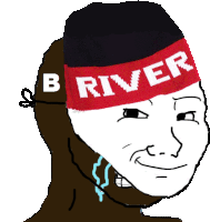 a cartoon of a man wearing a headband that says river on it