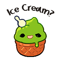 a green ice cream cone with the words " ice cream " written above it