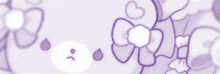 a close up of a purple background with flowers and hearts .