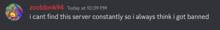 a screenshot of zooblonk94 's discord message