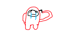 a drawing of an among us character crying with tears coming out of his eyes