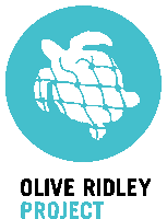 a logo for the olive ridley project with a sea turtle in a net