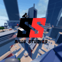 a logo for silly studios shows a cityscape