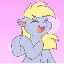 a cartoon drawing of a gray pony with a yellow mane