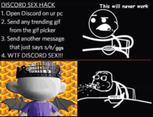 a screenshot of a discord sex hack with a picture of a cartoon character with wings