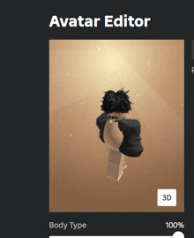 a screenshot of an avatar editor with a 3d body type option