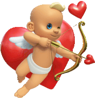 a cupid with a bow and arrow is aiming at a heart