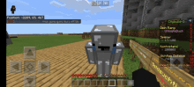 a screenshot of a minecraft game shows a gray character with a mustache