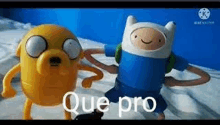 finn and jake from adventure time are standing next to each other .