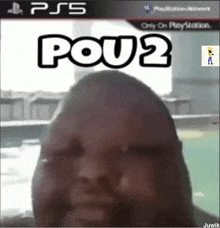 a man 's face is on a ps5 advertisement