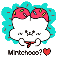 a cartoon of a cat with a donut on its head and the words mintchoco on the bottom