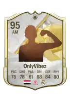 a soccer card with the name onlyvibez and the number 95 am