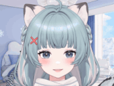 a girl with a red x on her forehead