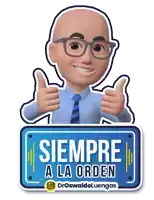 a cartoon man giving a thumbs up next to a sign that says " siempre a la orden "