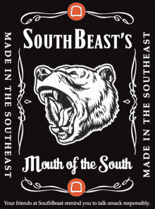 a poster for south beast 's mouth of the south shows a bear with its mouth open