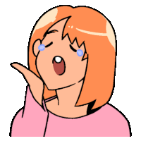 a cartoon of a girl with orange hair crying with her hand on her face