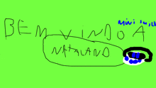 a green background with a drawing of a telephone and the words " bem vindo "