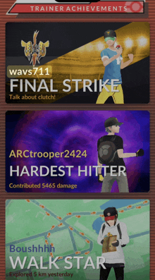 a screenshot of the trainer achievements page