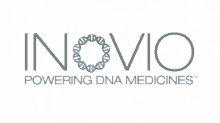 a logo for inovio powering dna medicines with a circle of dna